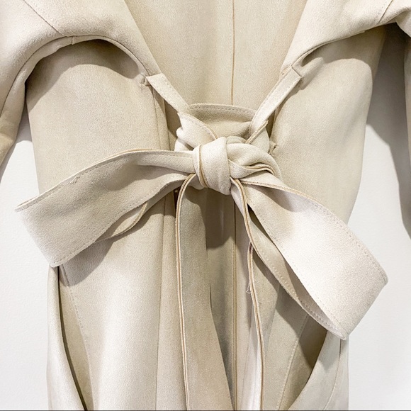 ZARA Faux Tan Suede Trench Coat size Small - Picture 13 of 15